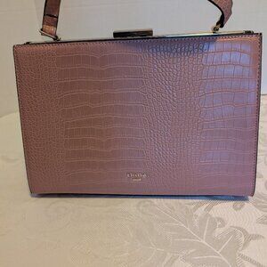 DUNE OF LONDON PINK FAUX ALLIGATOR HANDBAG W/DETACHABLE SHOULDER STRAP